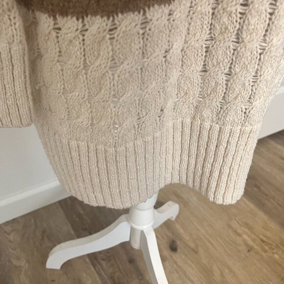 Anthropologie Pilcro Cable Knit Longline Tunic Sweater Recycled Cotton Blend XL - Picture 11 of 12